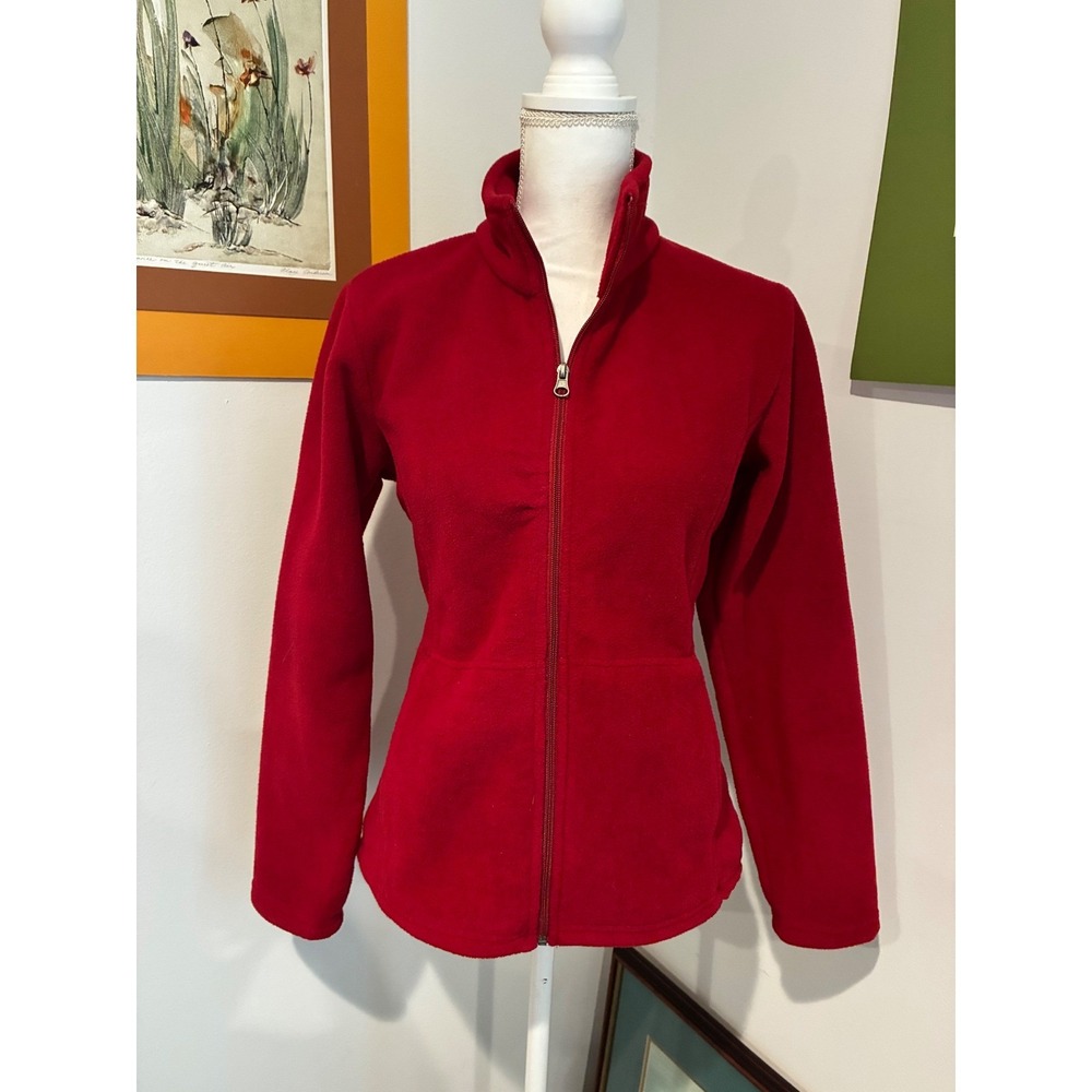 Bass Pro Shops Red Fleece Jacket Full Zip Outdoor Fishing Hiking Women's Medium